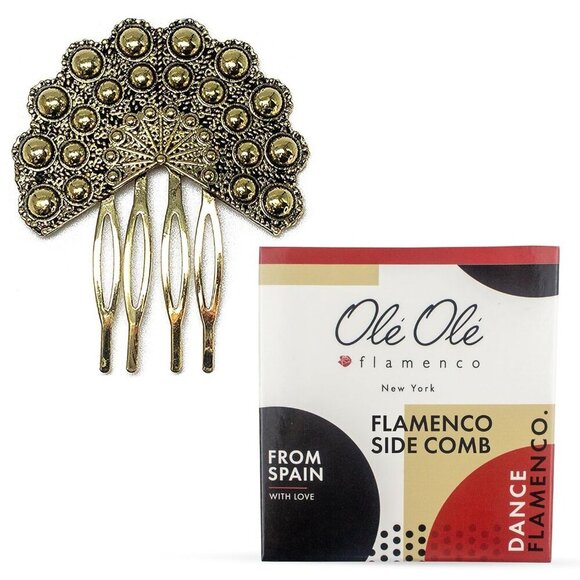 Mini Metal Flamenco Hair Comb Old Gold Spanish Style Updo Accessory
